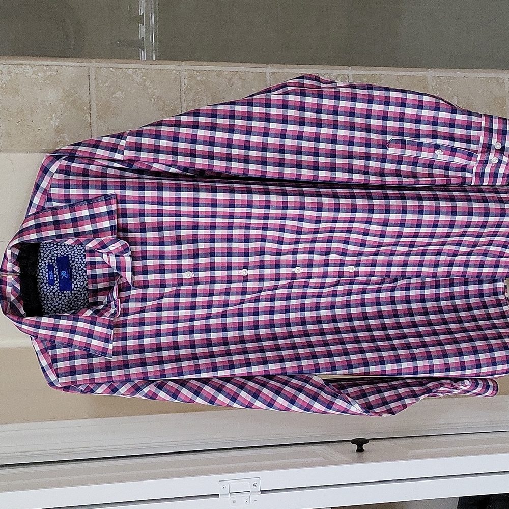 Pink and blue checkered dress shirt